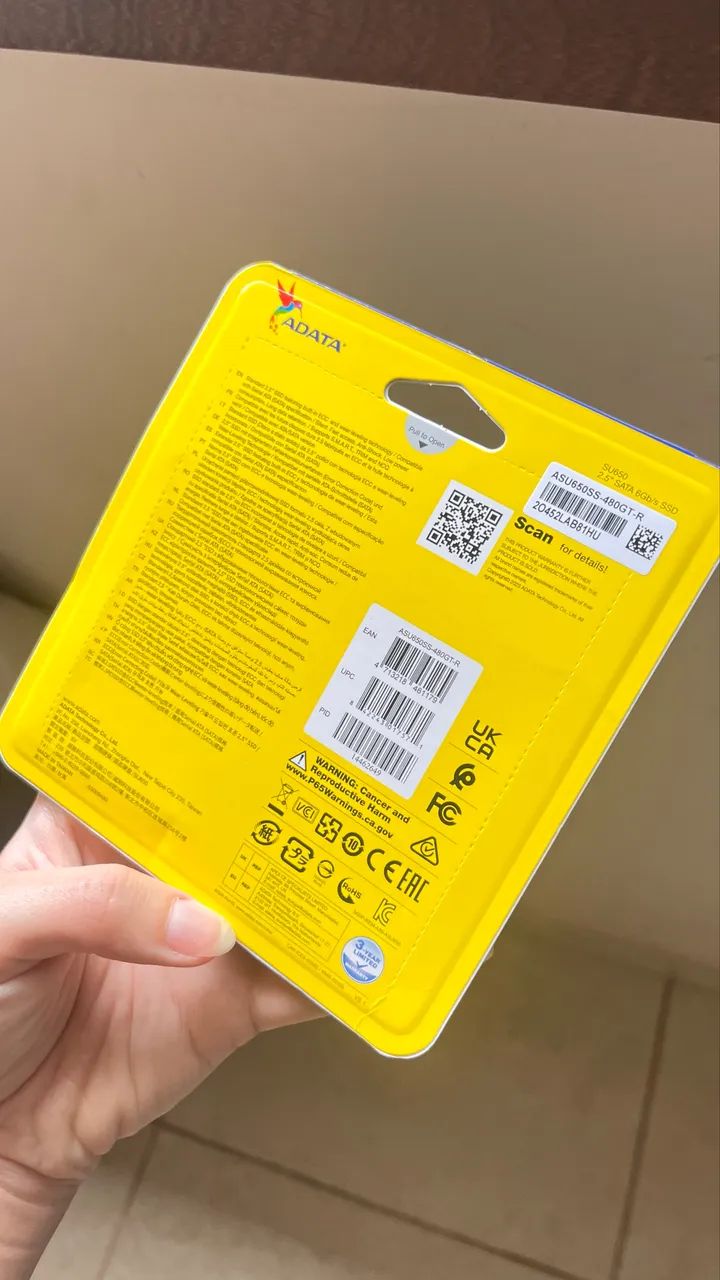 SSD ADATA SU650 480GB SATA 2.5 lacrado na embalagem