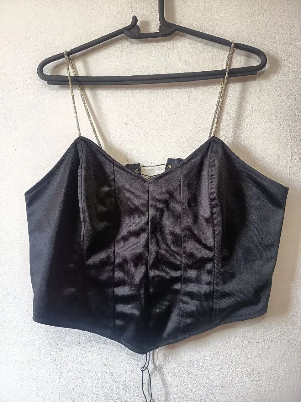 Cropped corset cetim plus preto - Foto 4
