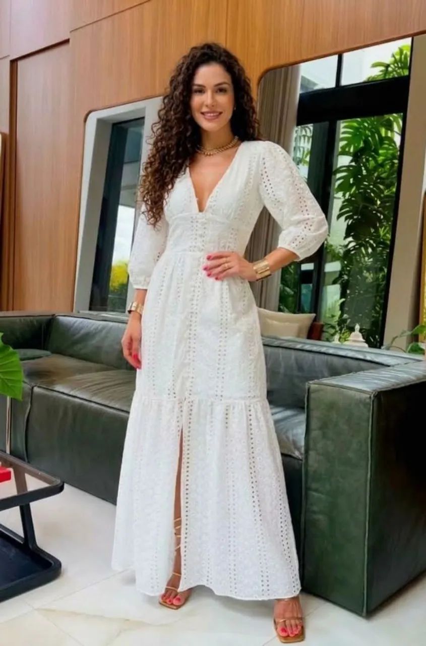 Vestido Longo em Laise Emili Branco