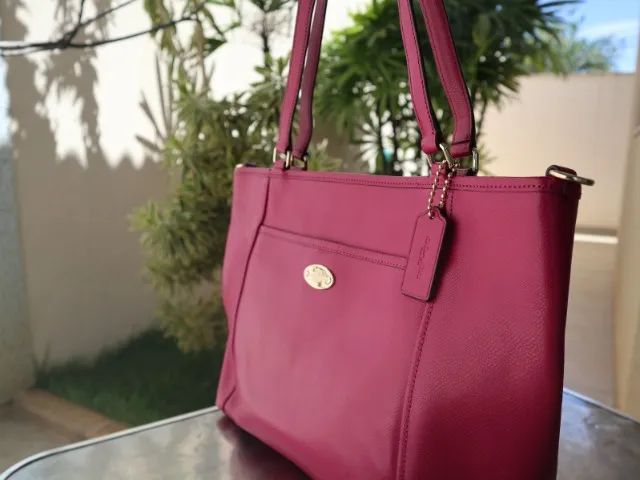 Bolsa de Couro Coach estilo Tote Pink - Foto 2