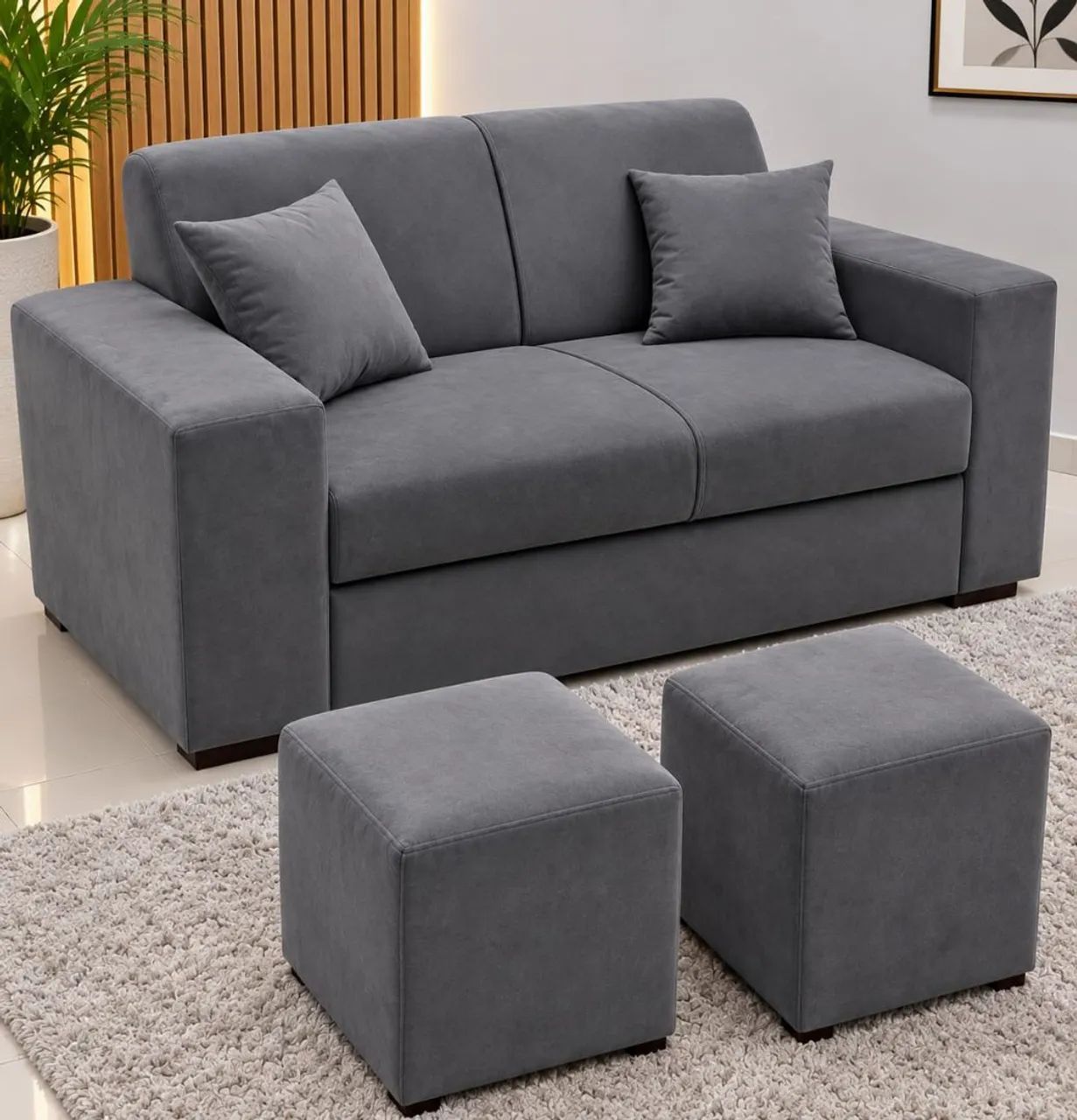 Sofá com pufs promoção entrega grátis  - Foto 4