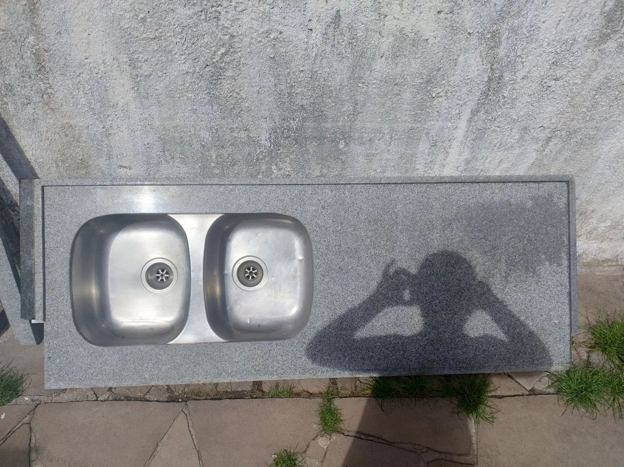 Granite sink with double stainless steel basin