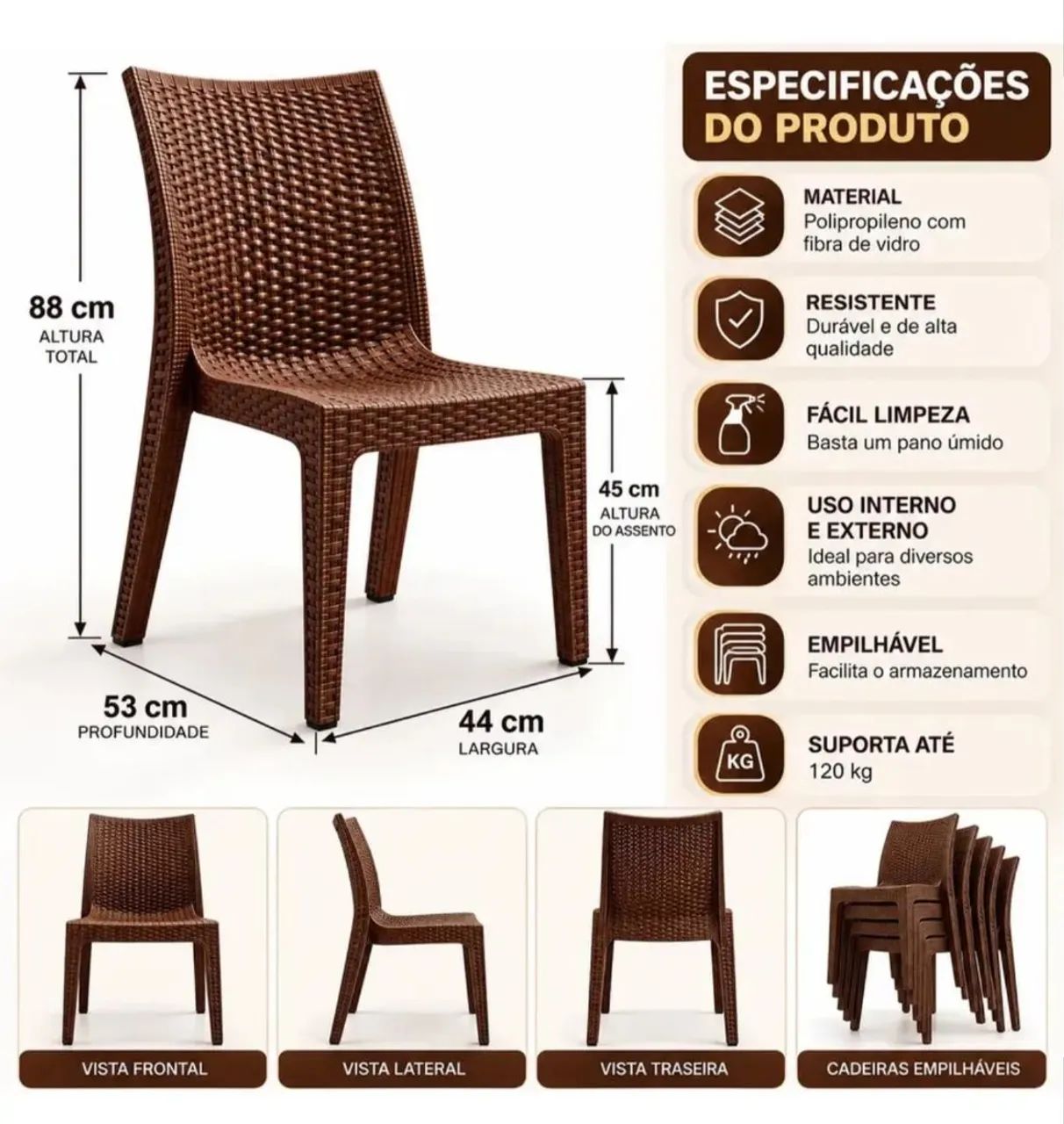 Cadeiras rattan 8 unidades  - Foto 2
