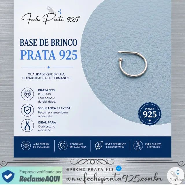 Base Brinco Argola com Contra Argola Prata 925 -VENDA ATACADO - Foto 2