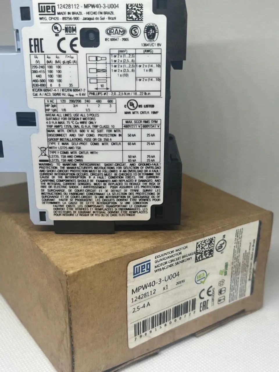 Disjuntor Motor WEG MPW-40-3-U004 - 4A - Foto 2