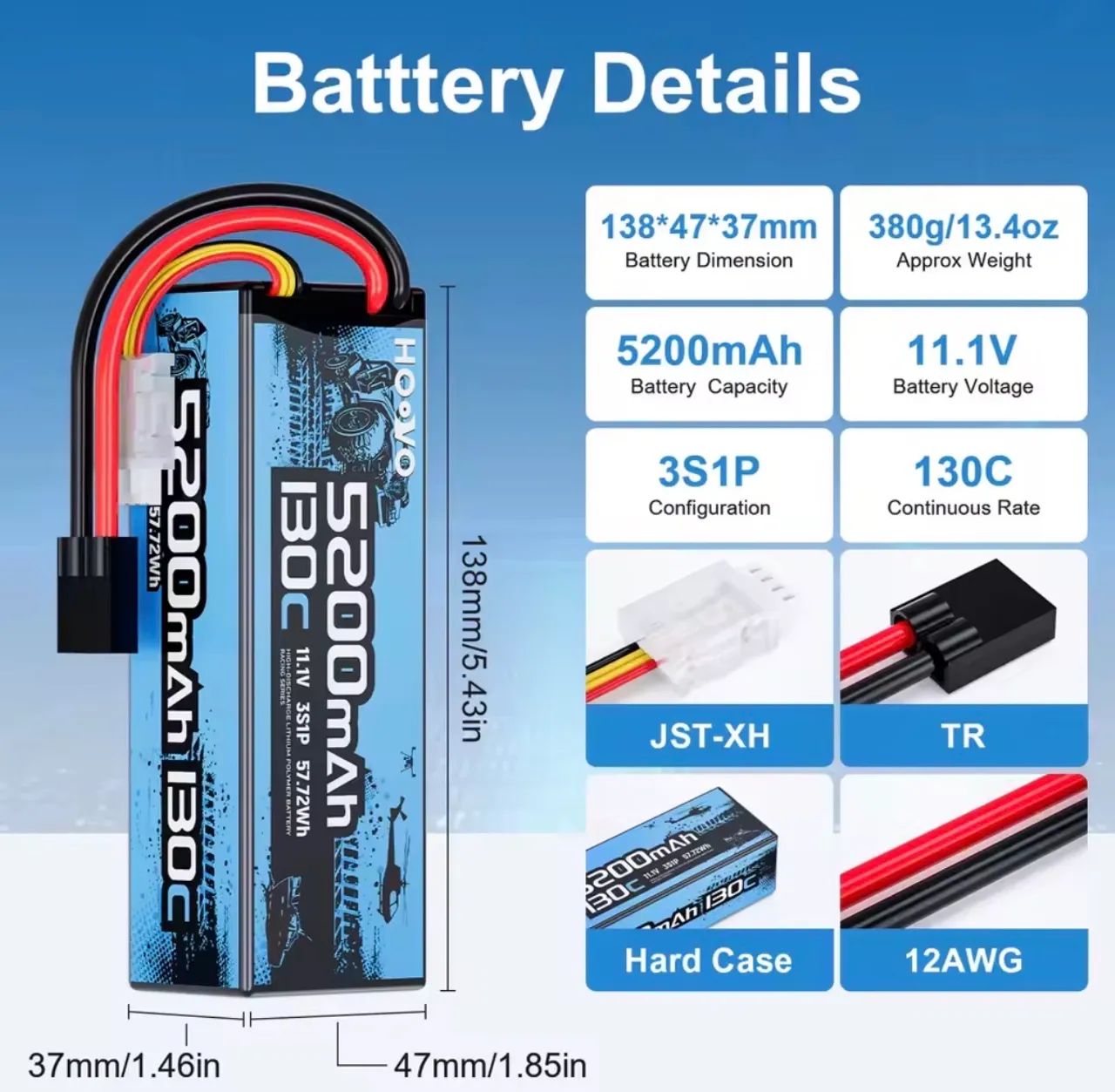 BATERIA 3S 5200mah 130c para Automodelo  - Foto 2