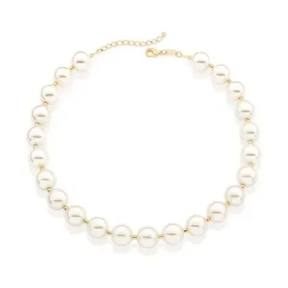 colar rommanel pérolas folheado ouro 18k