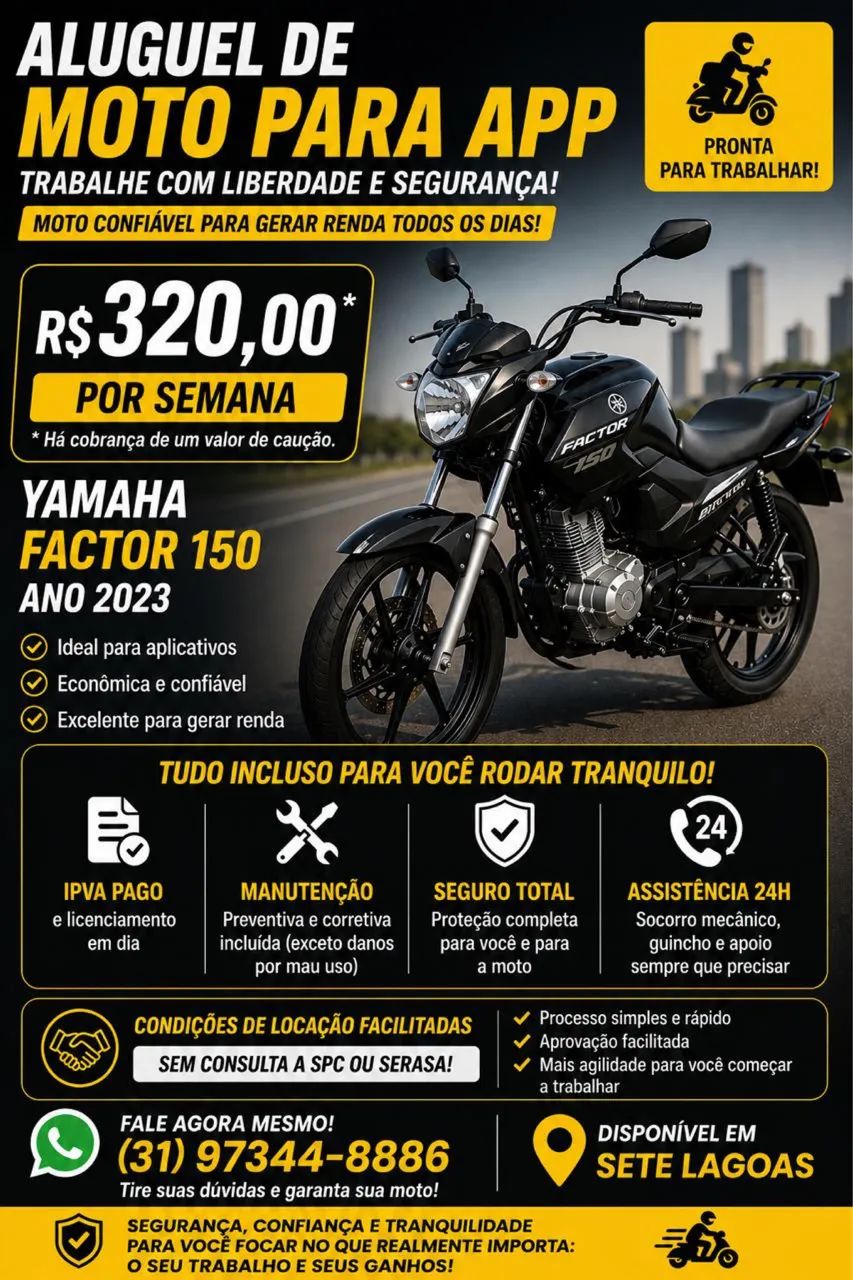 ALUGUEL DE MOTOS PARA APP