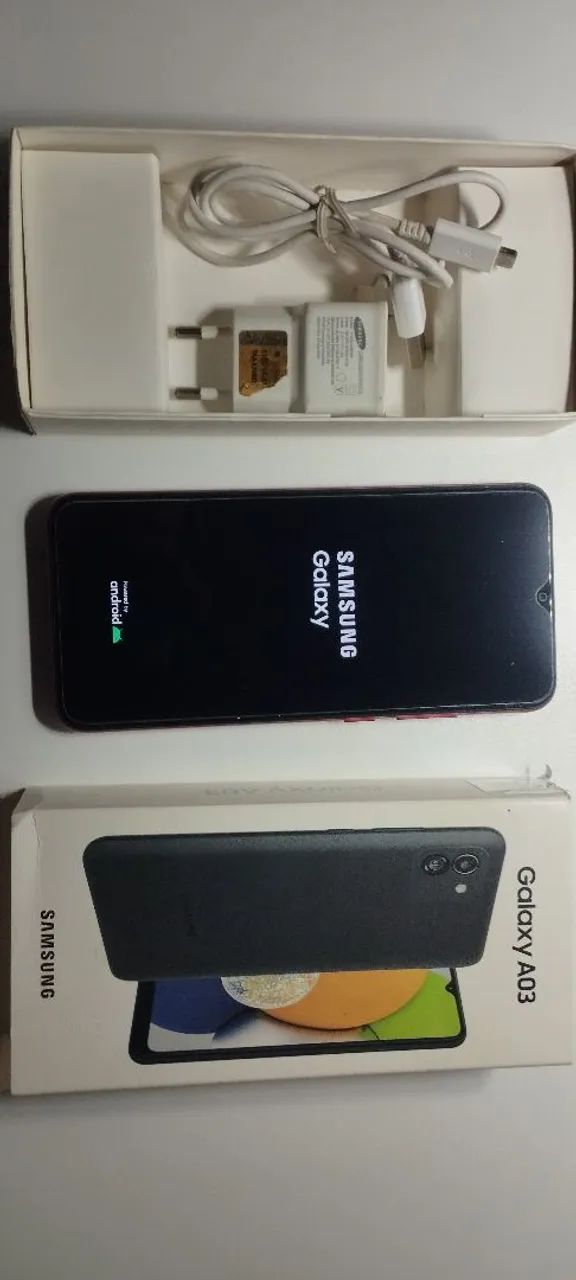 Samsung A03 com caixa e acessorios