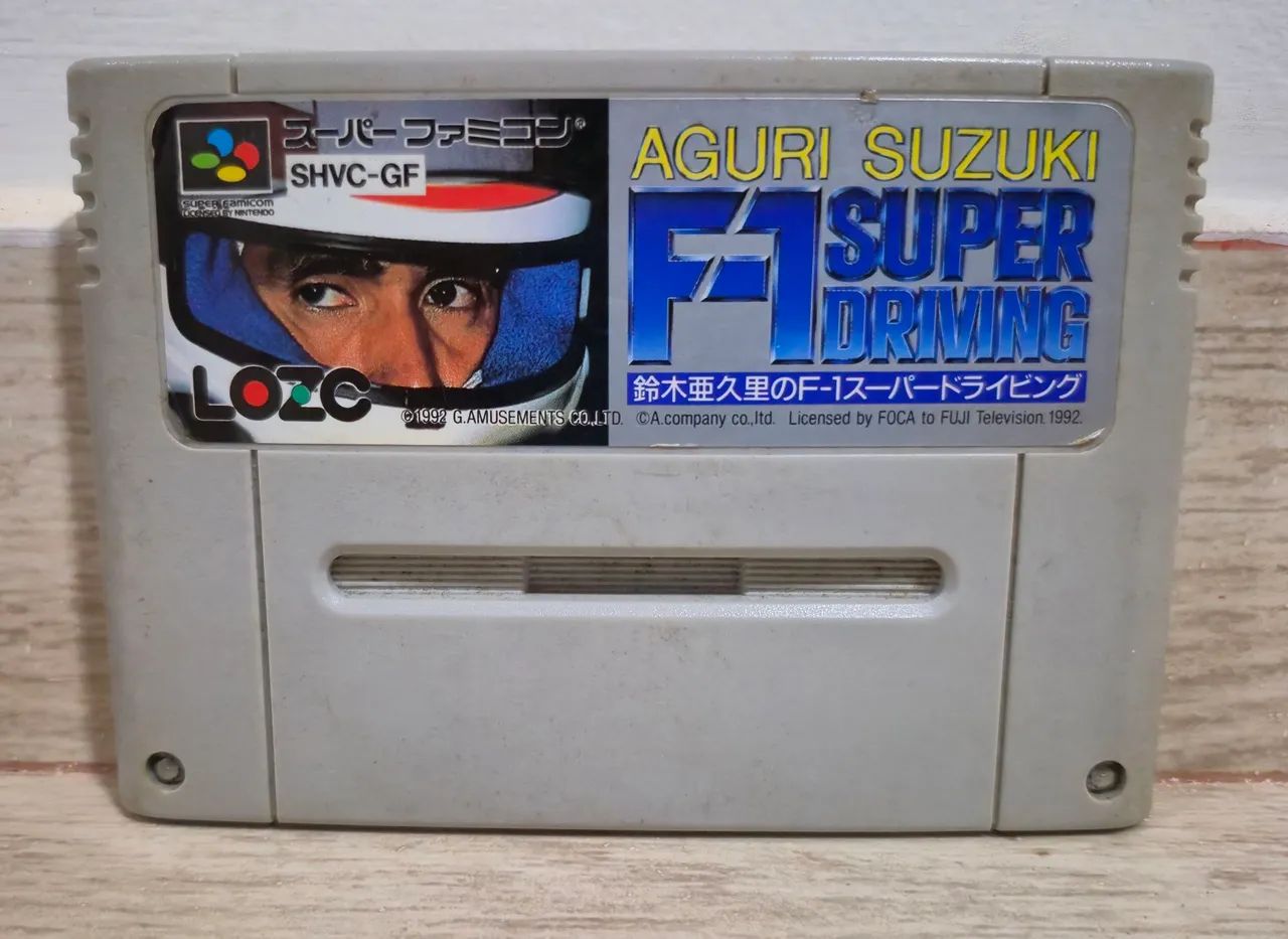 Aguri Suzuki F-1 Super Driving para o console Super Famicom. Original 