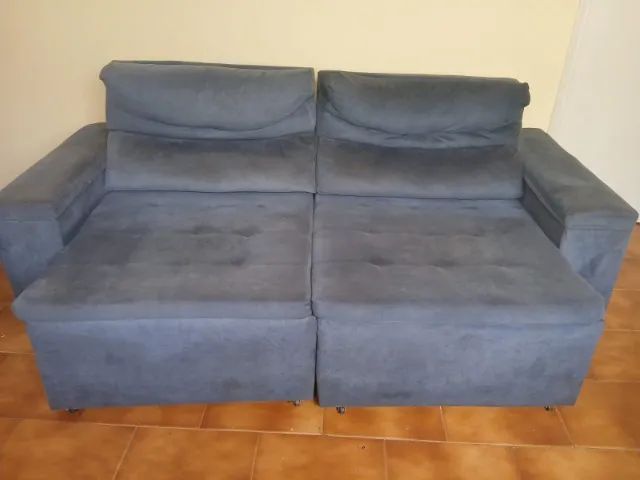 Sofá azul retrátil e reclinável de 2 lugares - Foto 3