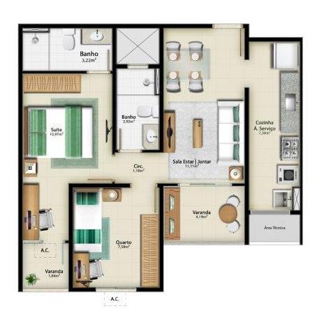 Apartamento para venda em vitória, jardim camburi, 2 dormitórios, 1 suíte, 1 banheiro, 1 v - Foto 12