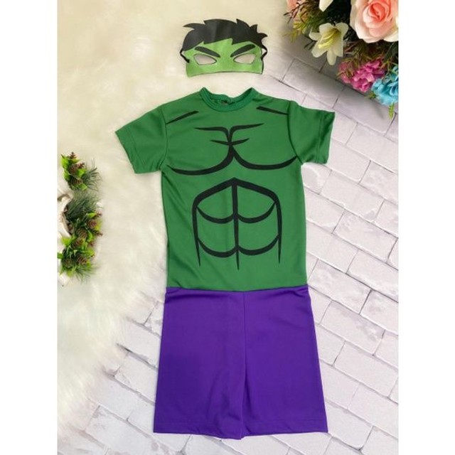 Fantasia de Festa Infantil Hulk Menino com Máscara Tamanho 4