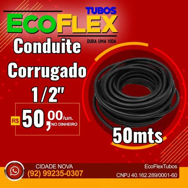 CONDUITE CORRUGADO 1/2" 50Mts PEAD Preto
