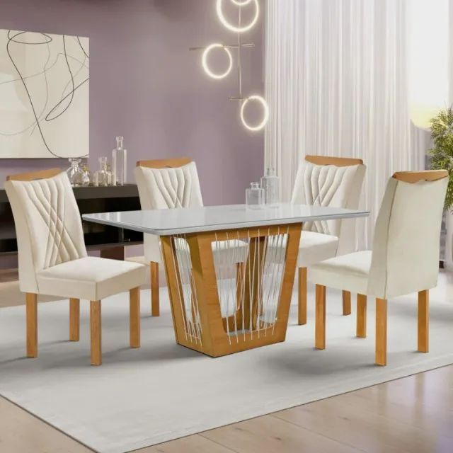 Mesa Marselha 120x90 com 4 Cadeiras Lisboa - Cel Móveis