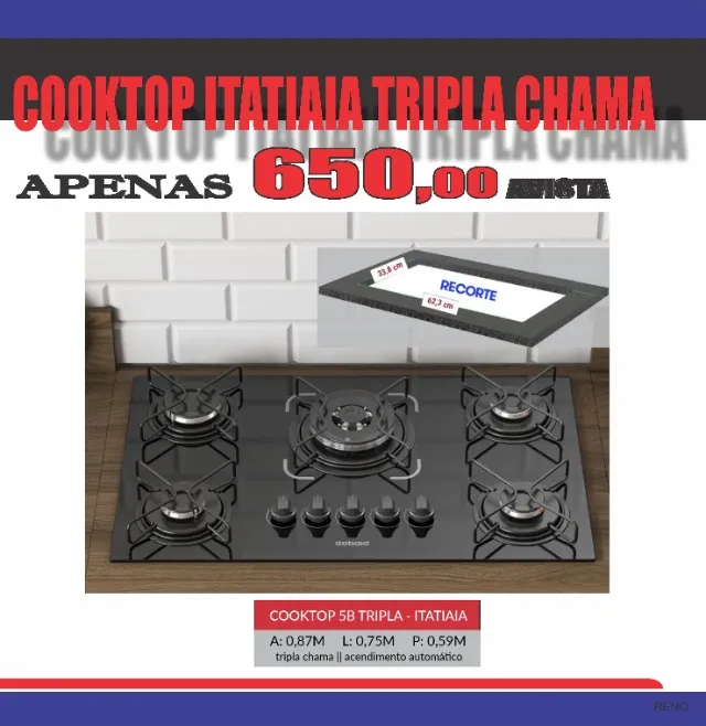 Cooktop Itatiaia 5 bocas Tripla chama / 12
