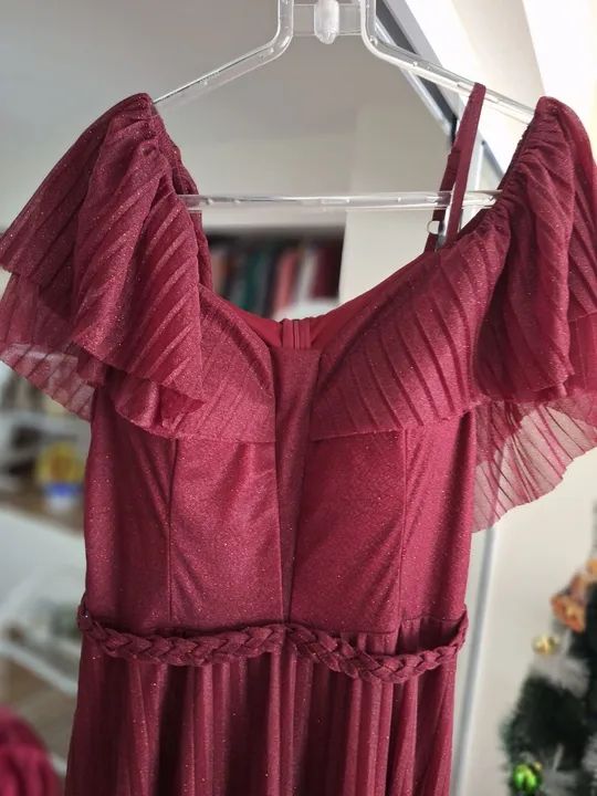 Vestido Longo Bordô com Paetês tam. GG - Foto 4