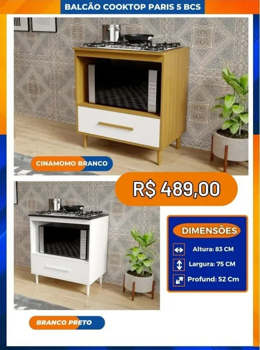 Balcao Cooktop Paris 5bcs