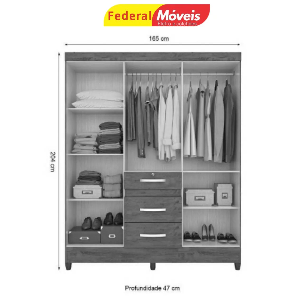 Guarda Roupa com 6 Portas 3 Gavetas 1 Gaveta com Chave Novo Fazemos Entrega  - Foto 2