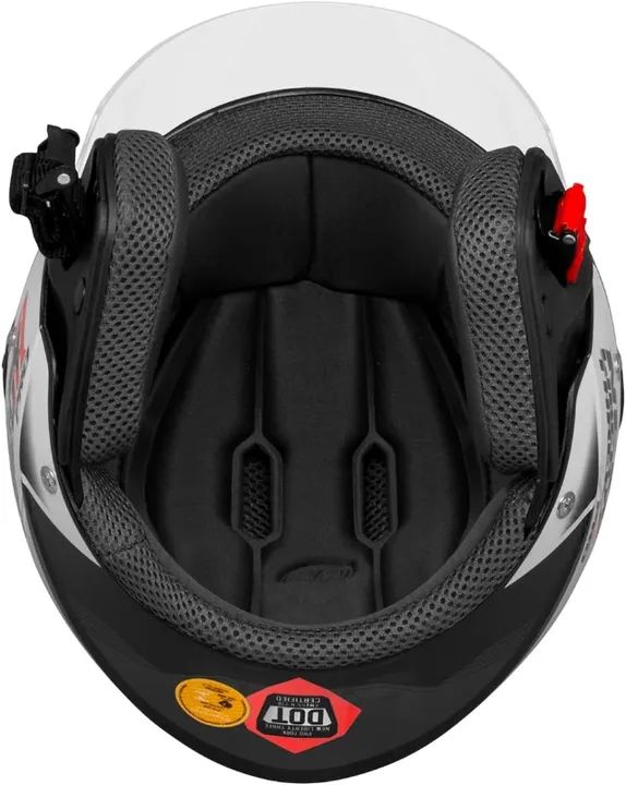 Capacete Aberto New Liberty Three Preto Vermelho Branco Brilhante Protork - Foto 5