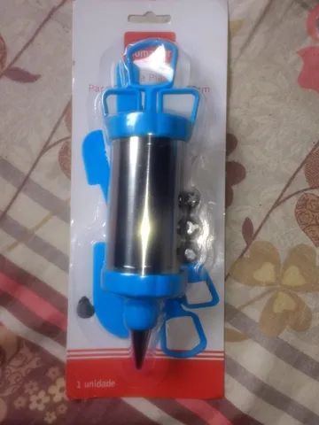 01 Pistola Confeiteiro Decorador Bolo Inox 4 Bicos E Espátula - Foto 4
