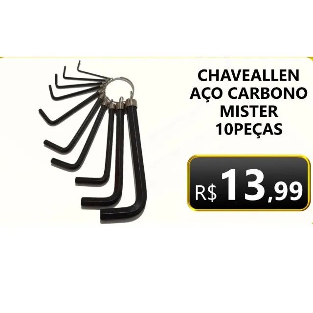 Chave Allen Aço Carbono Mister 10Peças