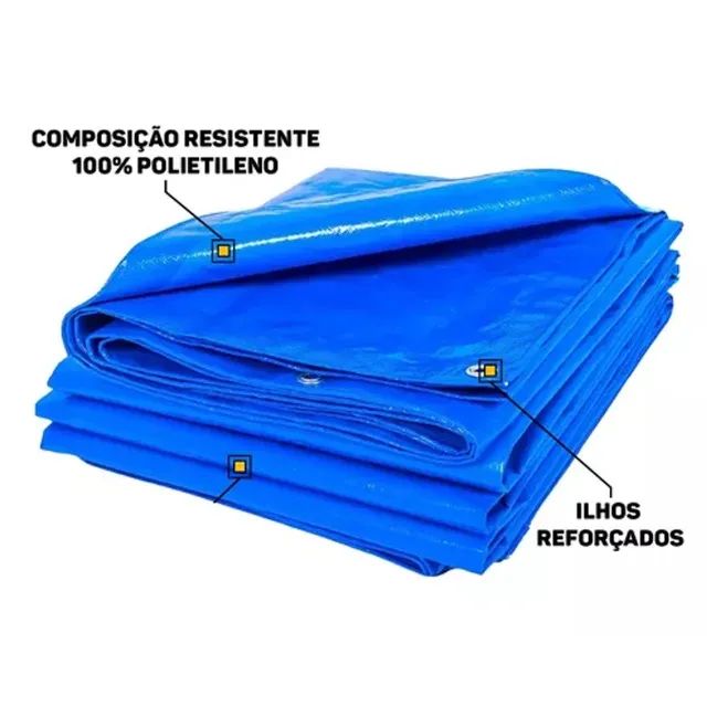 Lona Plástica 4x3  100 Micra Impermeável Reforçada Azul  - Foto 4