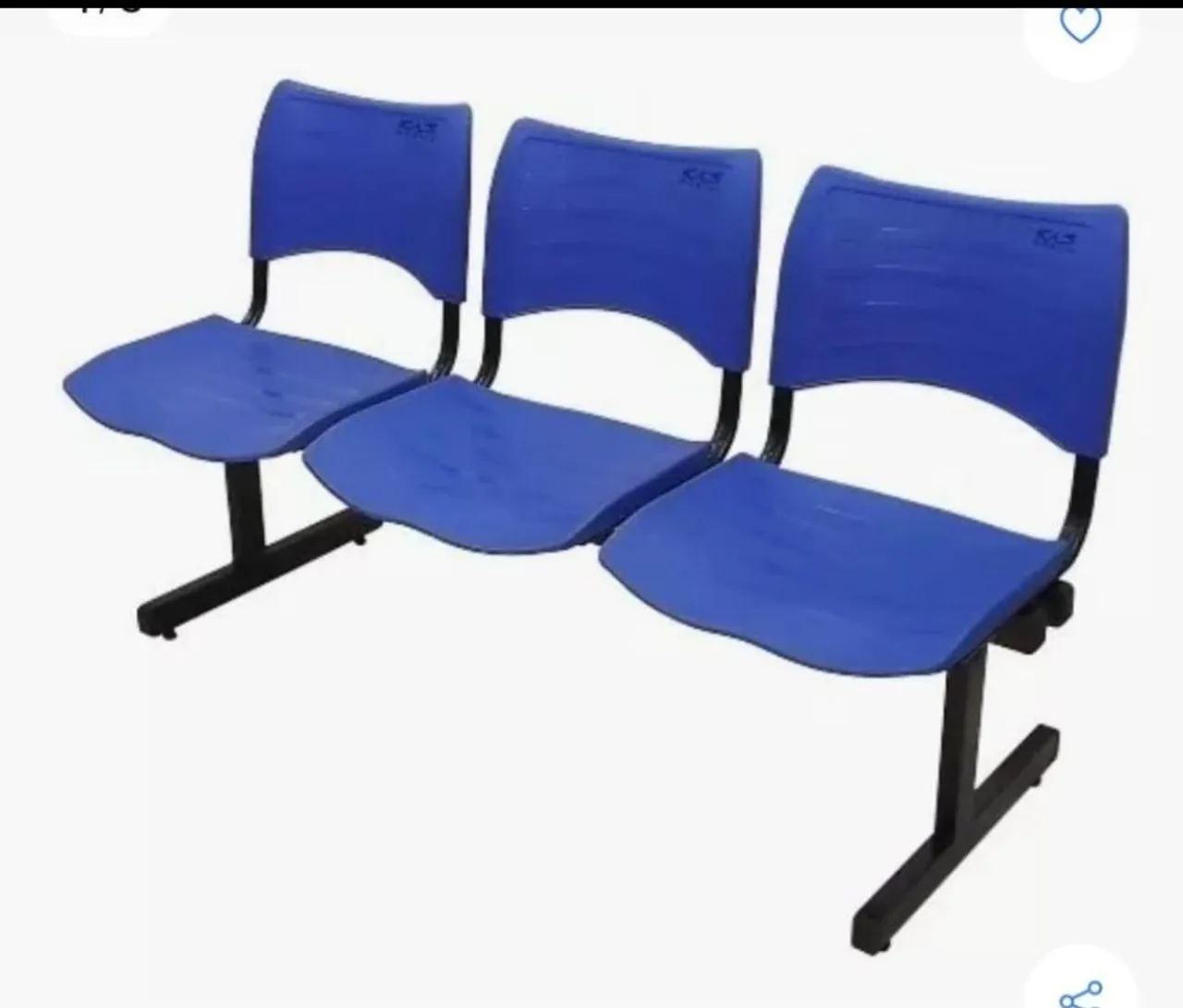 Conjunto de 3 Cadeiras para Escritório - Azul