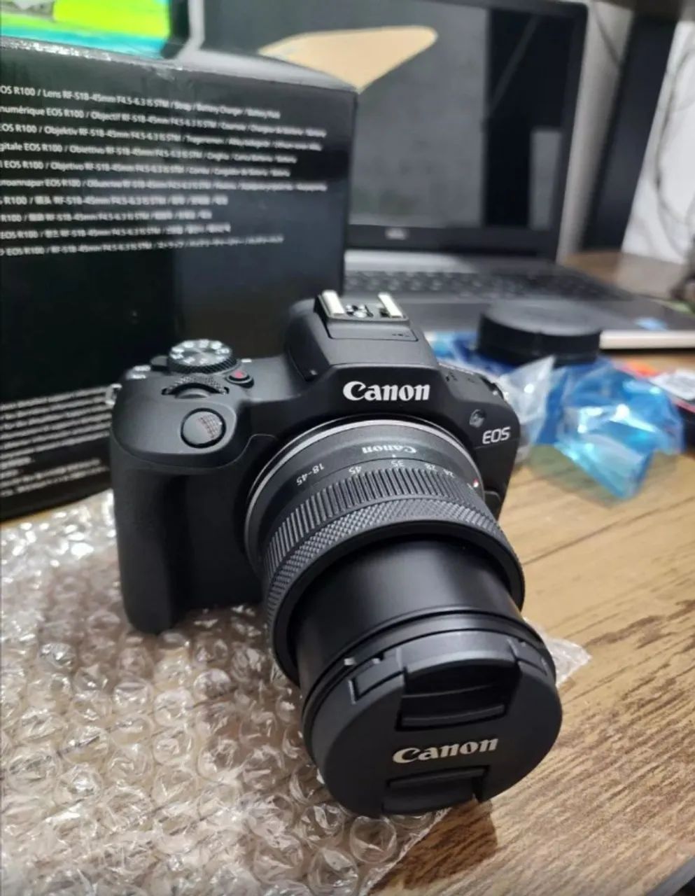 Câmera Canon Eos R100 Mirrorless 4k Com Lente Rf-s 18-45mm Cor Preto