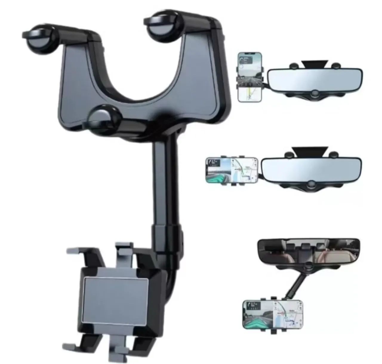 Suporte para Celular Smartphone com Apoio no Retrovisor Extensível Giro 360º - Foto 3