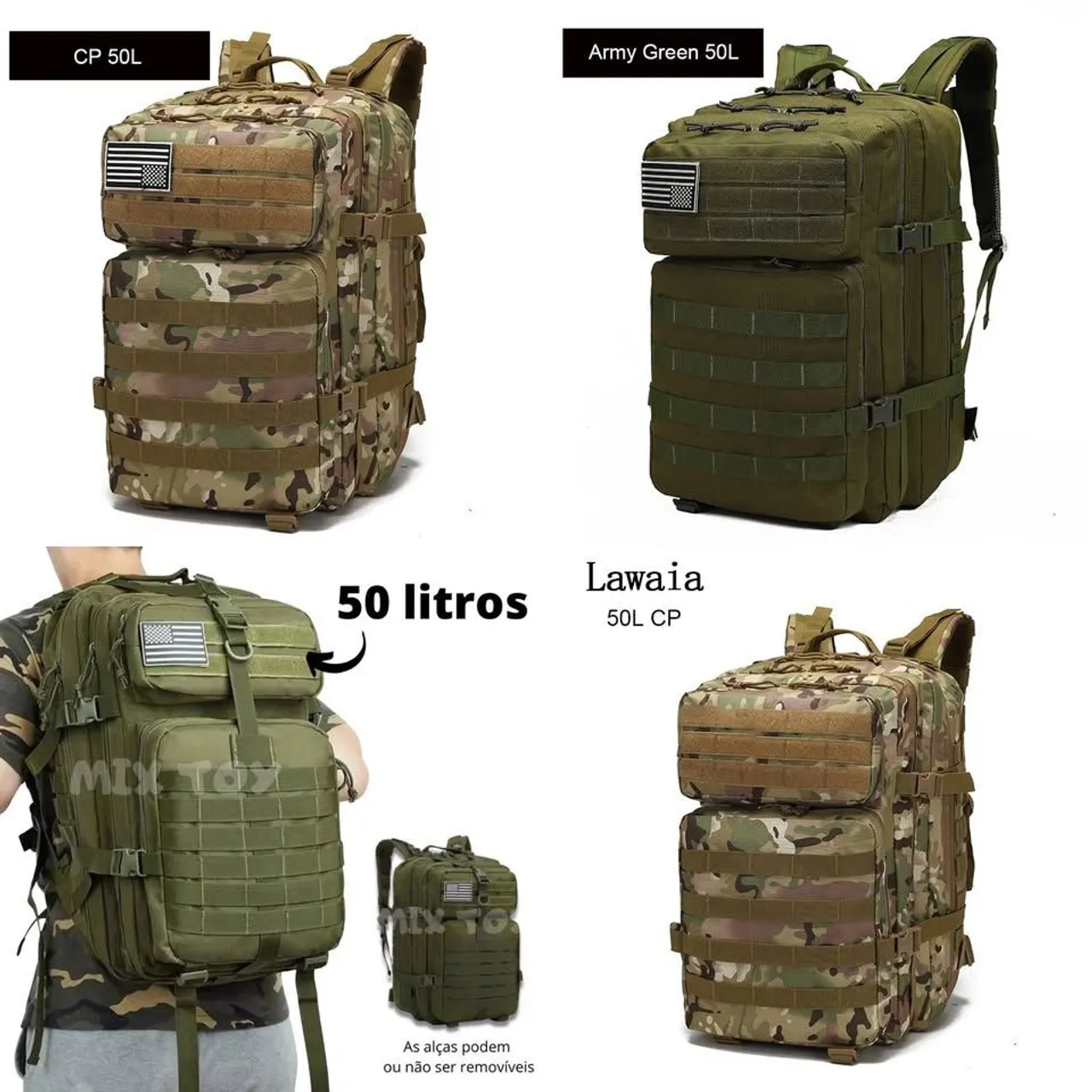 Mochila Importada hunter Tática Reforçada/Verde Militar-Camuflada 50 Litros/À original