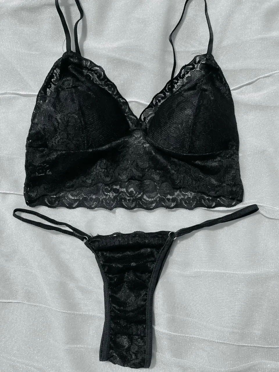 Conjunto lingerie de renda preta