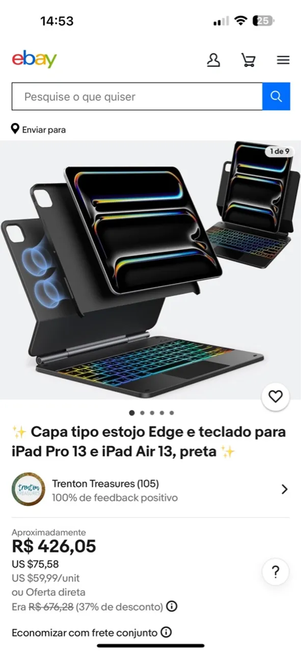 Capa tipo estojo Edge e teclado para iPad Pro 13 e iPad Air 13