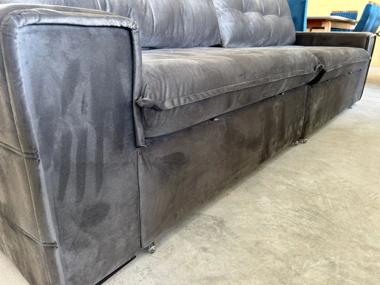 Sofá de 2.50m com molha ensacada com tecido 100% no linho aveludado 