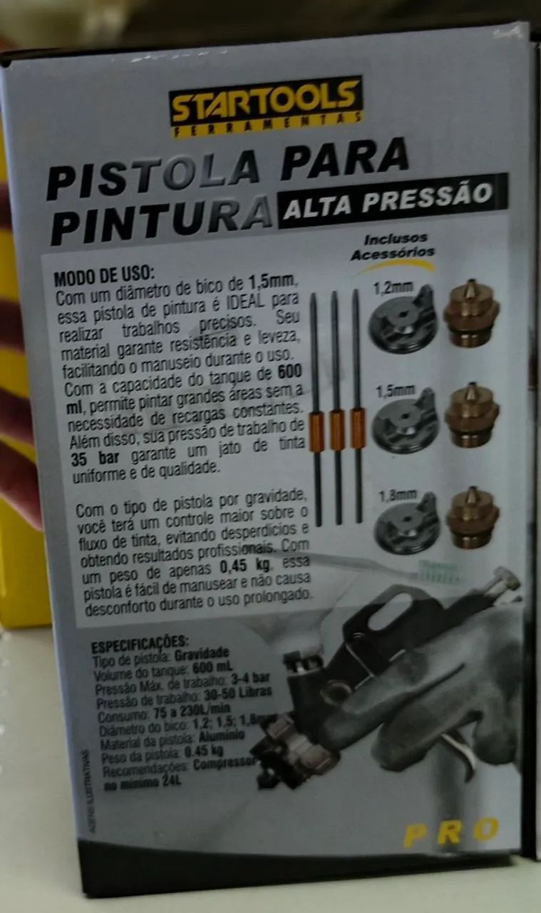 Pistola de Pintura Alta Pressão 600ml - Pro - Foto 4