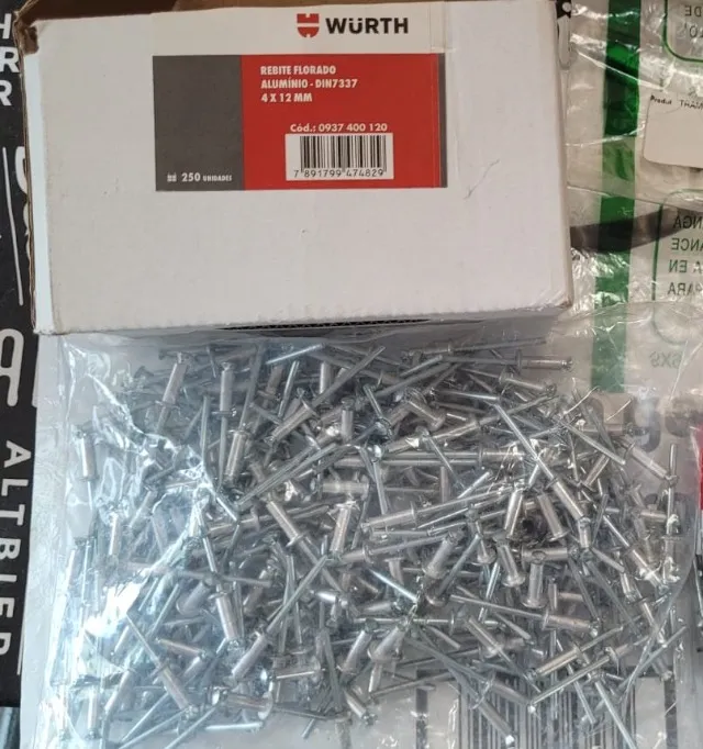 L225) Kit de 250 rebites Florado WURTH + 1 broca Tramontina Novos