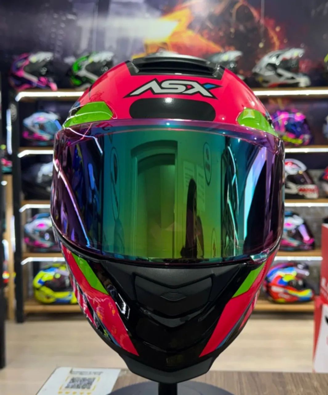 Capacete ASX Eagle Explorer, Preto / Rosa / Prata, CARTÃO 12X - Foto 2