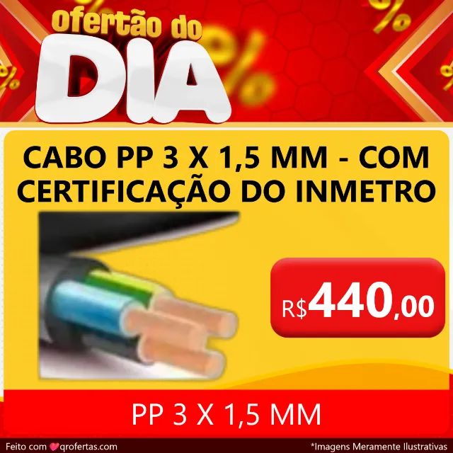 CABO 3 VIAS POR 1,5 MM PP - CABO PP 3 X 1,5 MM ANTI CHAMAS 