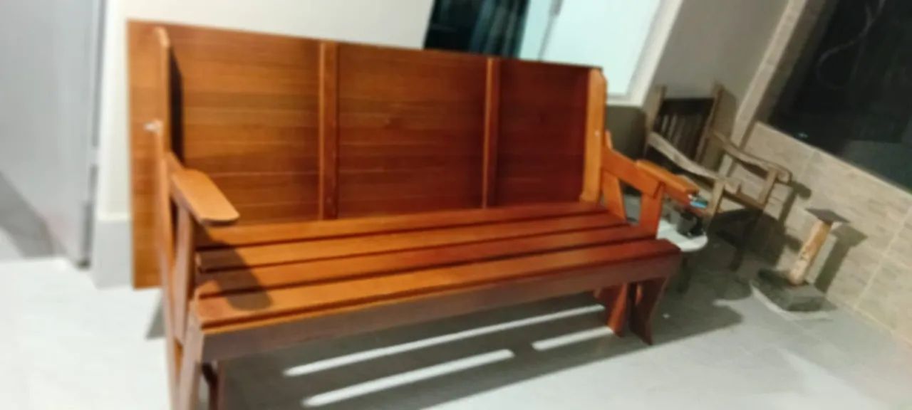 Conjunto Mesa de Jantar com Bancos em Madeira - Foto 2