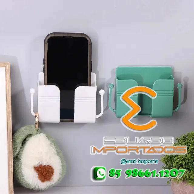 Suporte Plástico Multiuso de Parede para Celular com Ganchos