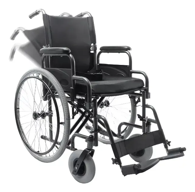 Cadeira De Rodas De Aço Dobrável Assento 46 Cm D400 Dellamed Cor Preto