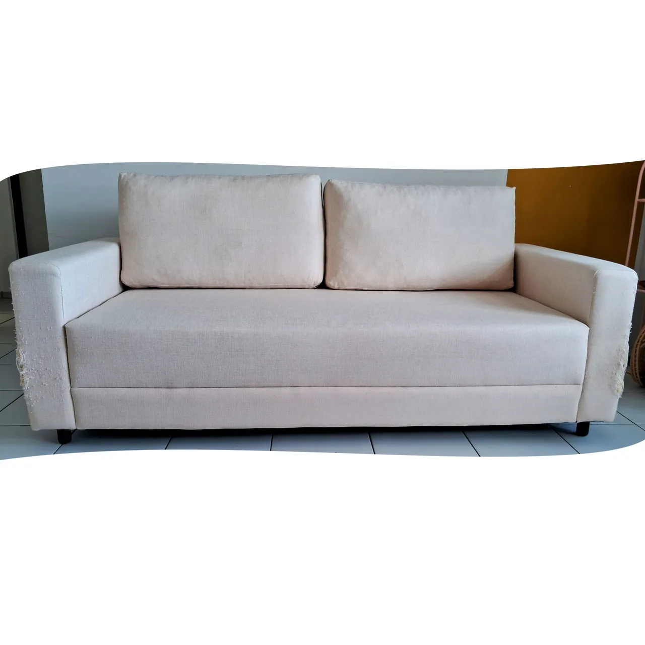 Sofá linho três lugares modelo MUY (tok&stok)<br>