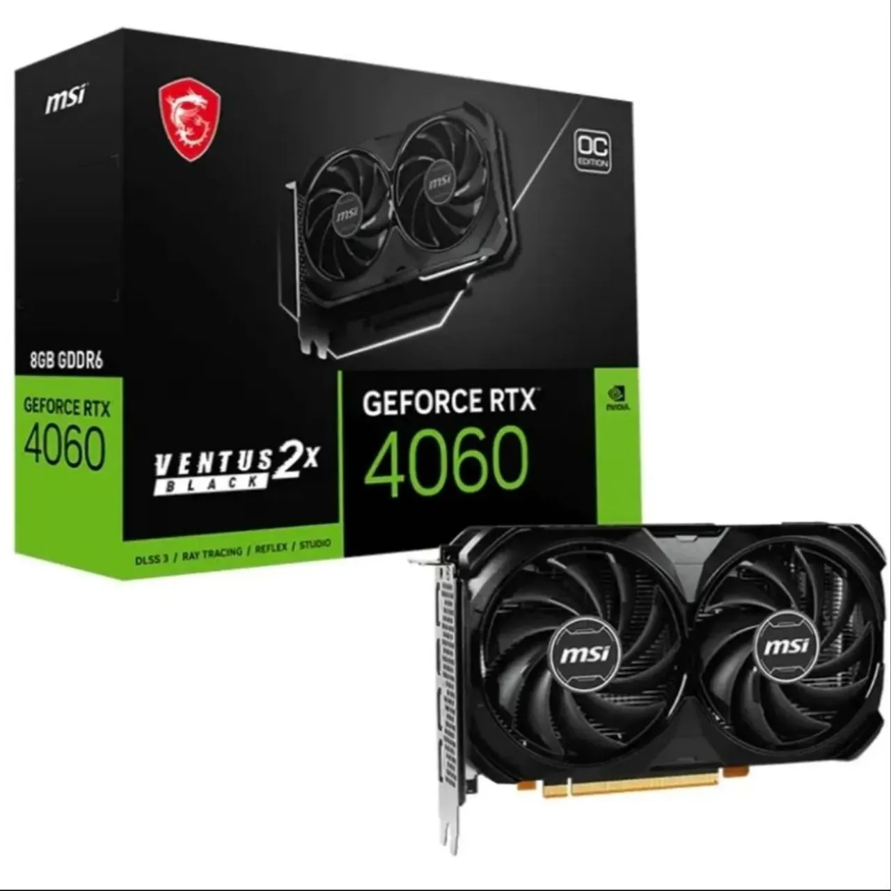 Placa de Vídeo MSI GeForce RTX 4060 Ventus 2X Black