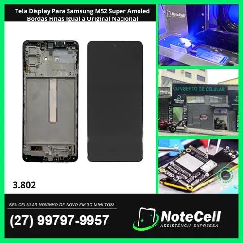 Tela Display Para Samsung M52 Super Amoled Bordas Finas Igual a Original Nacional