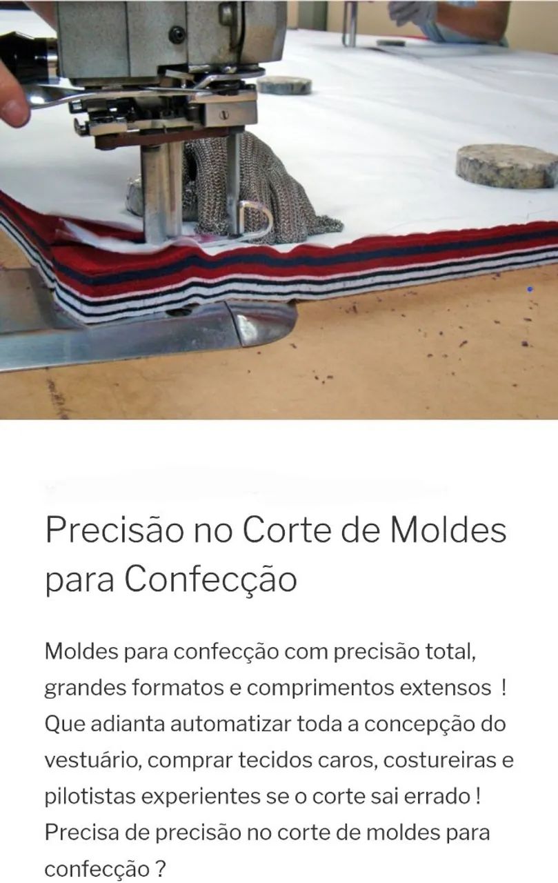 Graduação/ampliação de moldes, risco/mapa de corte. 