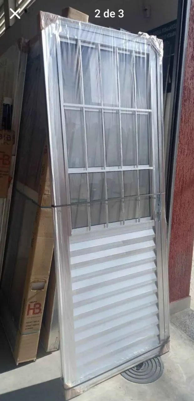 Porta de Alumínio com grade e vidro.  Várias medidas. VER ANÚNCIO.  - Foto 2