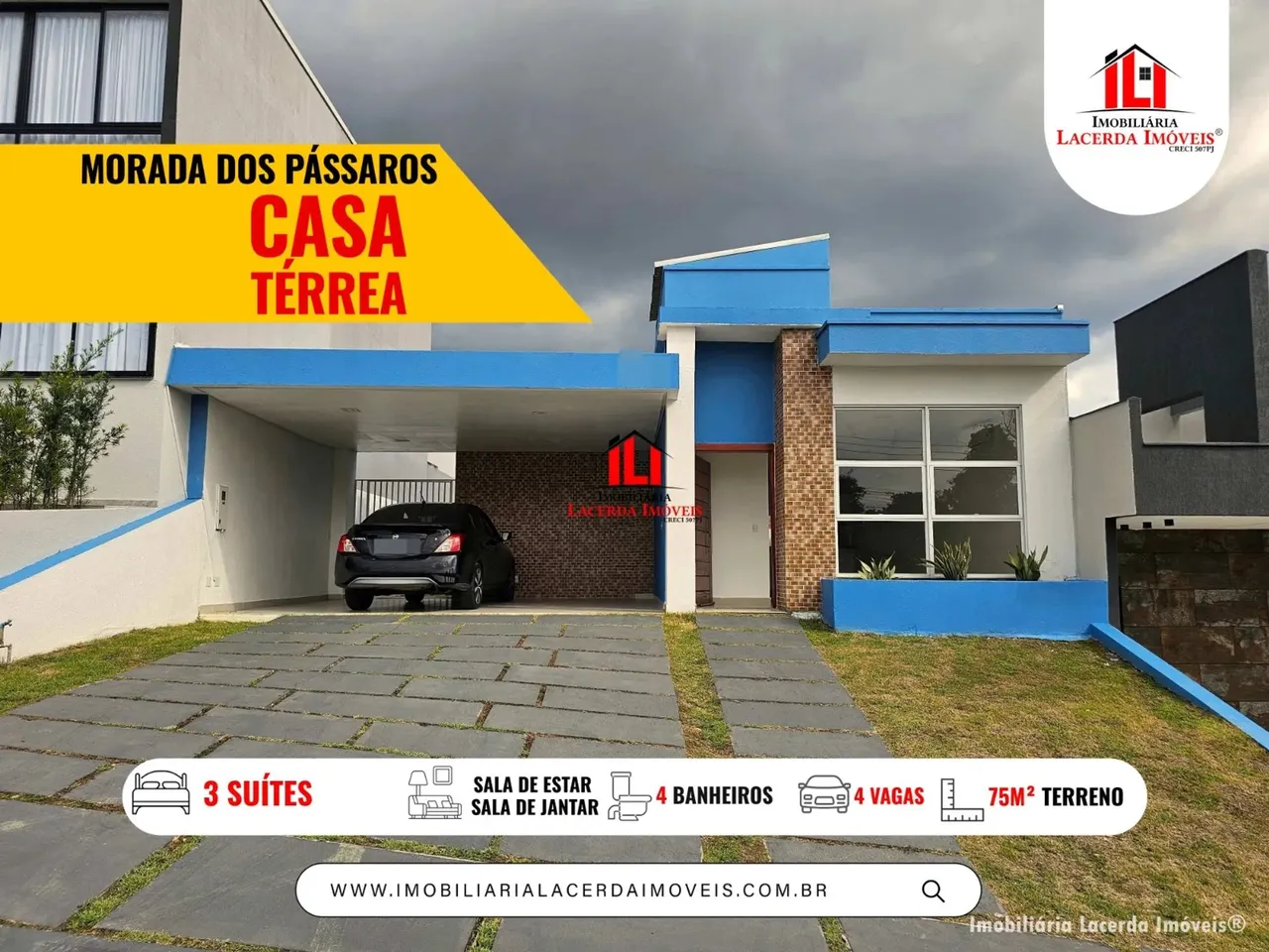 Casa Térrea com 3 Suítes toda Climatizada, 4 Vagas (2 Cobertas) 275m²