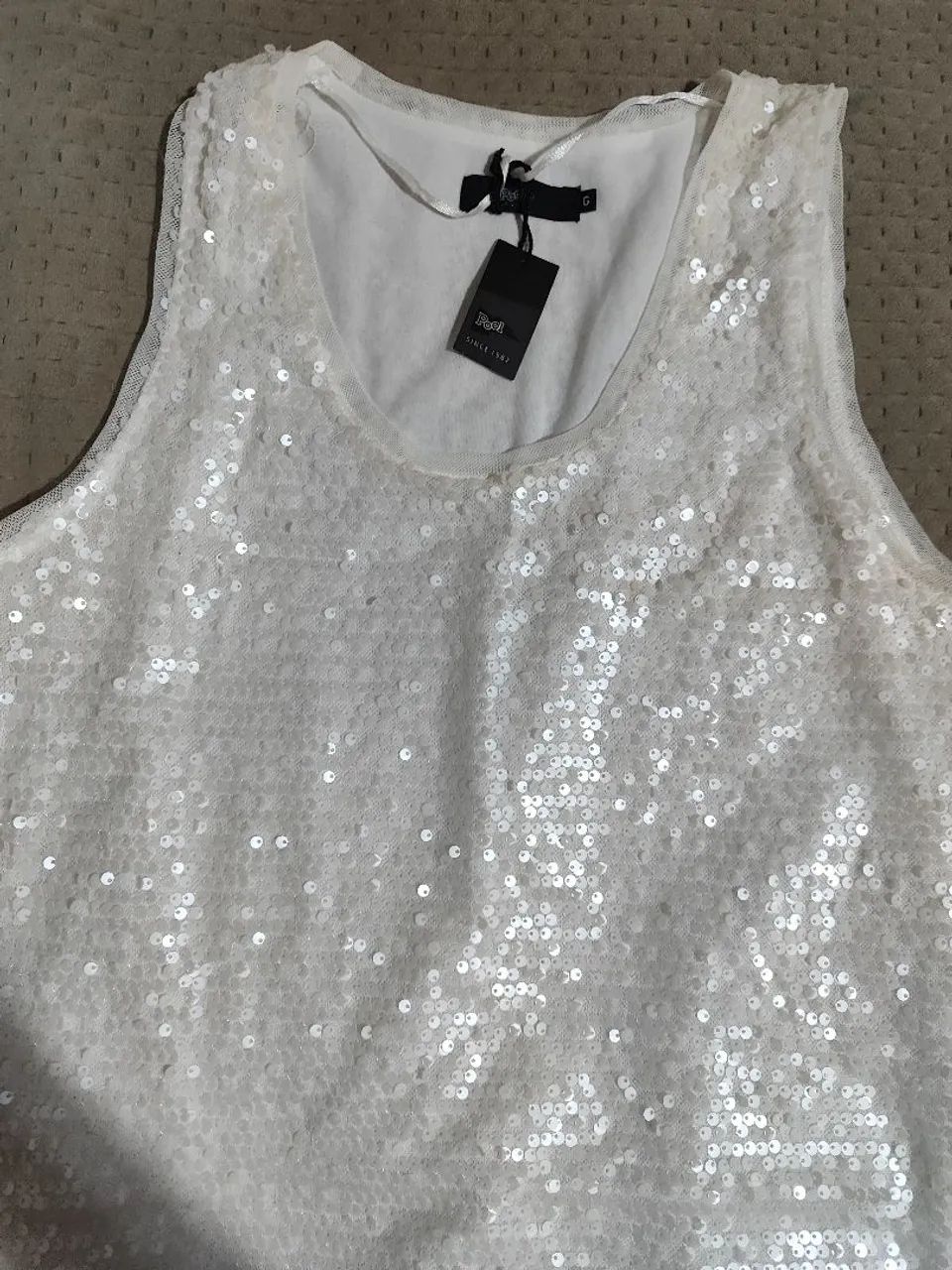 Vestido festa - Paetê Branco - G - Foto 3