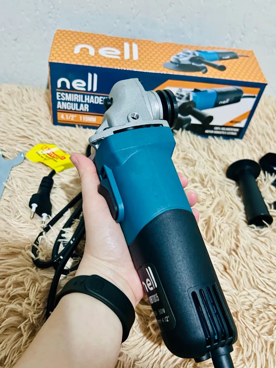 Esmerilhadeira Nell Angular 500W 4 1/2" (115mm) com Acessórios  - Foto 4