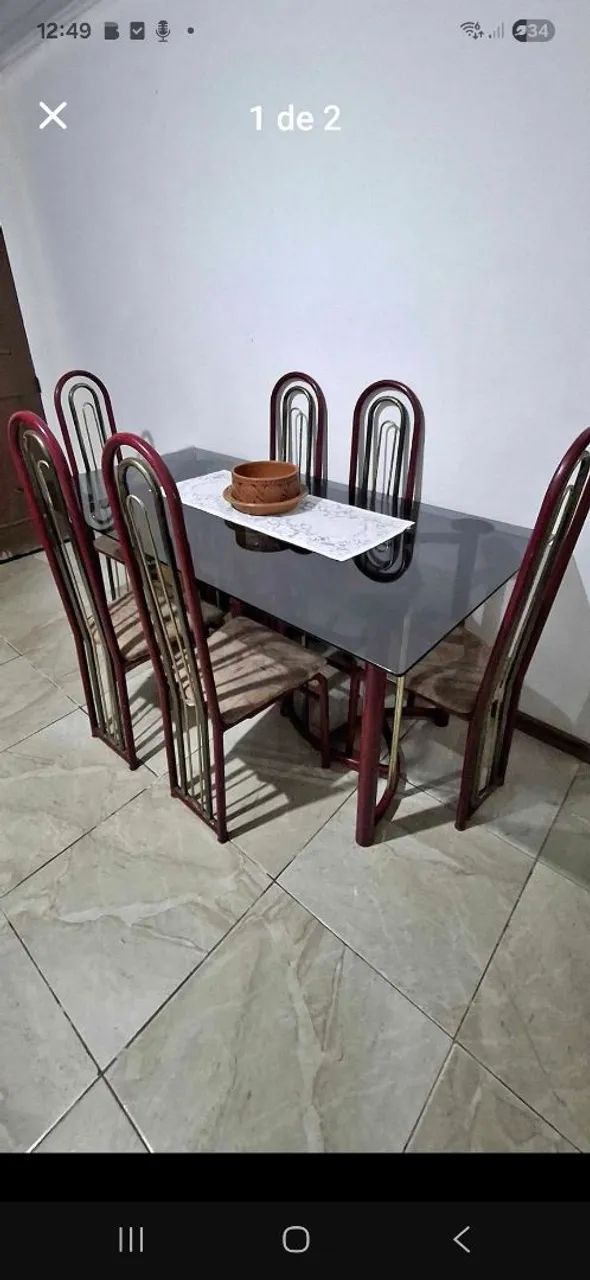 Mesa  de vidro com 6 cadeiras  - Foto 2